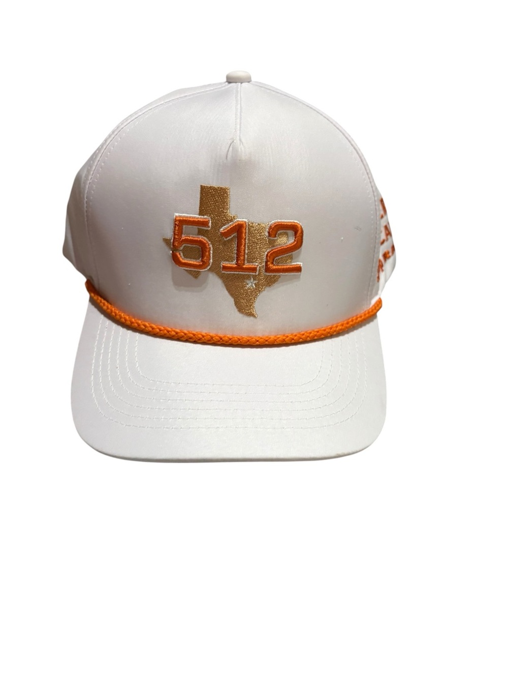 NWOT Covert Bee Cave Austin Texas 512 Rope Hat Gameday White/Orange Snapback - Picture 5 of 6